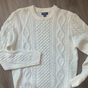 cream men’s forever 21 cable knit sweater medium